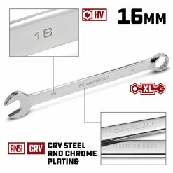 Powerbuilt 16 MM Fully Polished Long Pattern Metric Combination Wrench - 640451 -Powerbuilt Tools Store Online 16mm 02