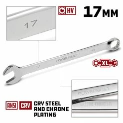 Powerbuilt 17 MM Fully Polished Long Pattern Metric Combination Wrench - 640452 -Powerbuilt Tools Store Online 17mm 02