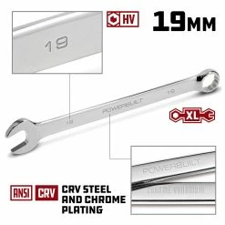 Powerbuilt 19 MM Fully Polished Long Pattern Metric Combination Wrench - 640489 -Powerbuilt Tools Store Online 19mm 02