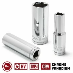 Powerbuilt 1/2 Inch Drive x 1/2 Inch 6 Point Deep Socket - 642344 -Powerbuilt Tools Store Online 1 220dr.20deep20socket 03 6