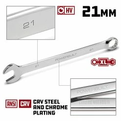 Powerbuilt 21 MM Fully Polished Long Pattern Metric Combination Wrench - 640491 -Powerbuilt Tools Store Online 21mm 02