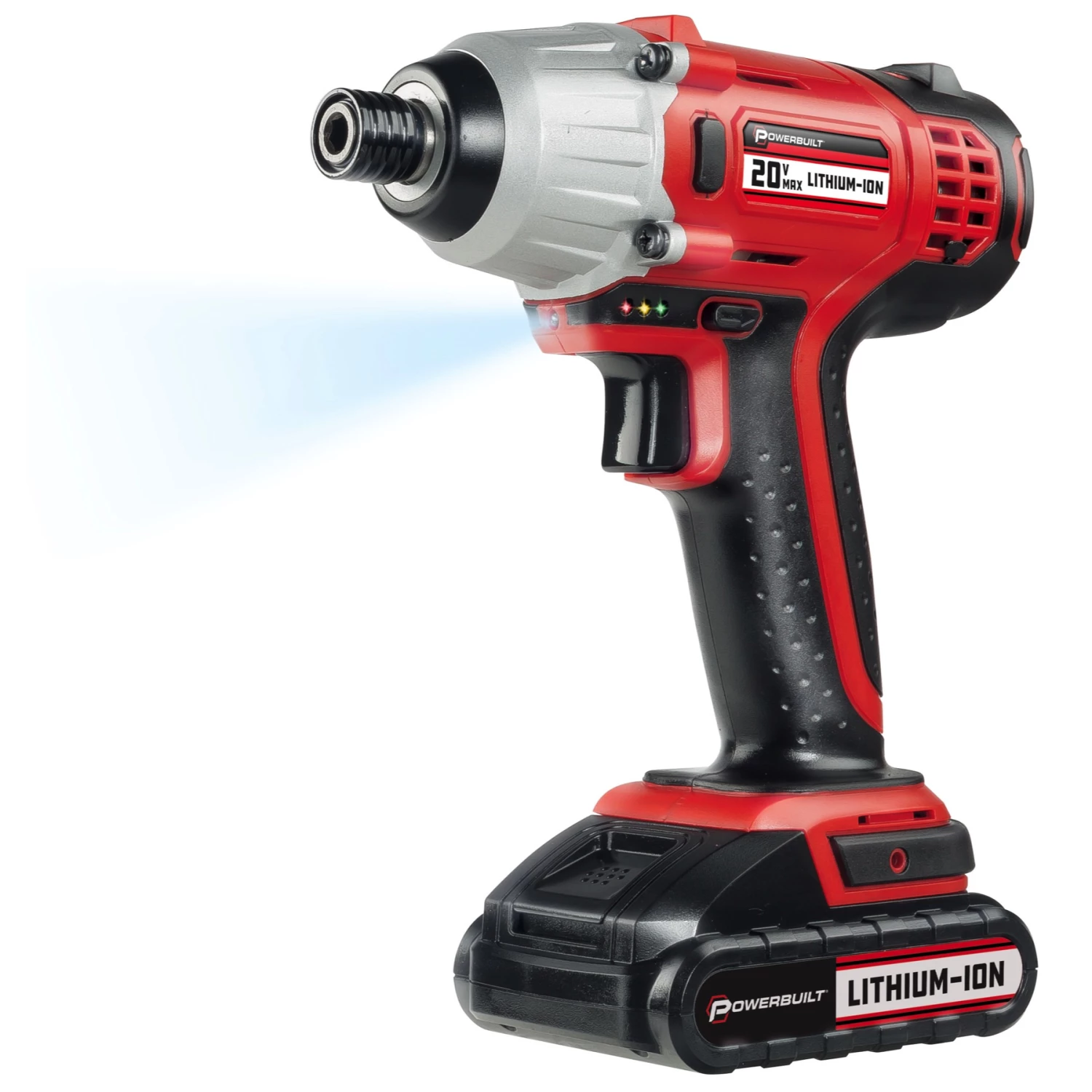 Powerbuilt 20V Lithium-Ion Cordless Impact Driver 1590 in-lbs with Case - 240132 1 Powerbuilt 20V Lithium-Ion Cordless Impact Driver 1590 in-lbs with Case - 240132