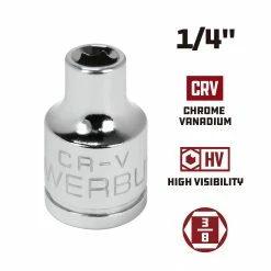 Powerbuilt 3/8 in. Drive x 1/4 in. 6 Point SAE Socket - 940191 -Powerbuilt Tools Store Online 3 8 20dr.201 4 6pt 02