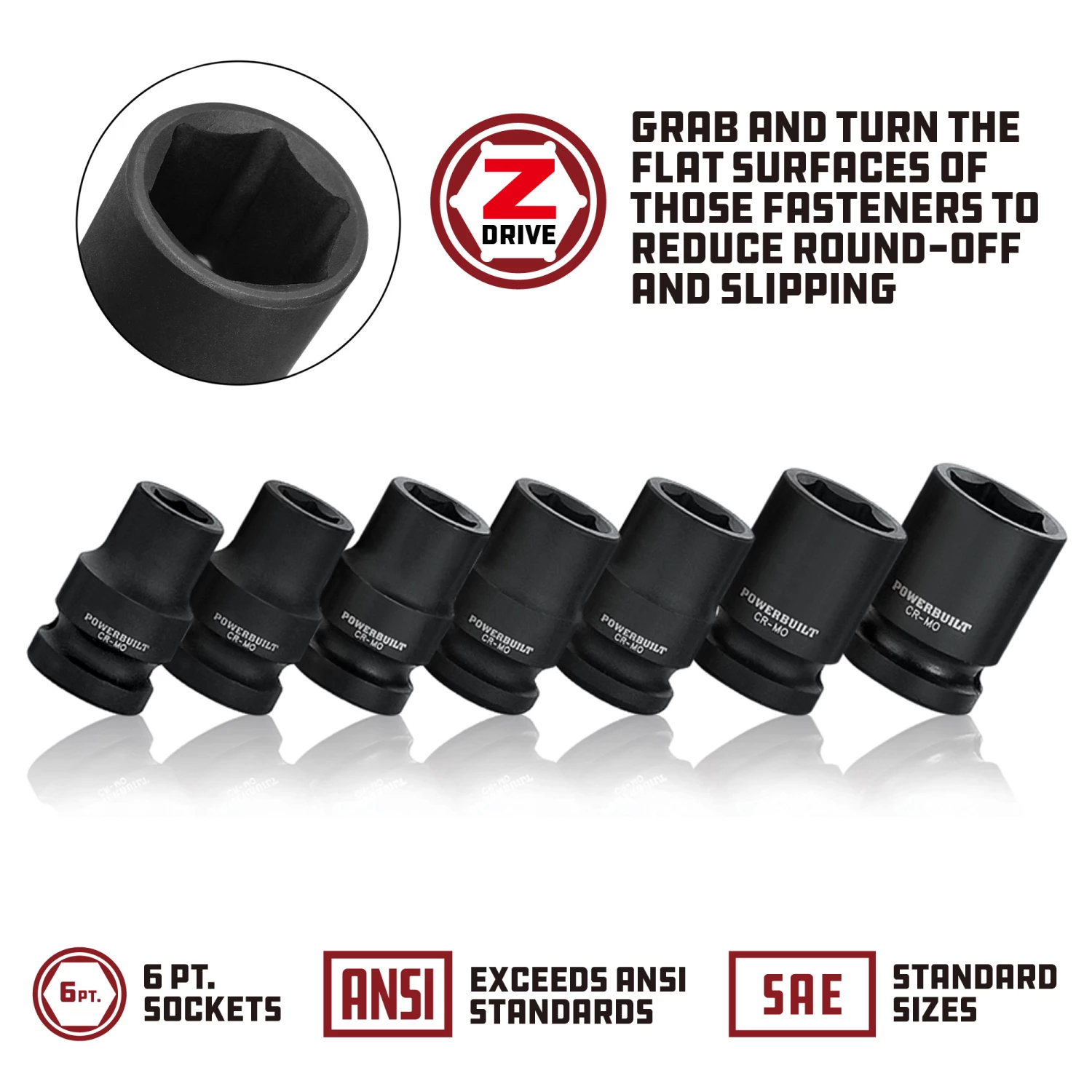 Powerbuilt 3/8 Inch Drive 7/8 Inch Impact Socket - 647452 2 Powerbuilt 3/8 Inch Drive 7/8 Inch Impact Socket - 647452 - Image 2