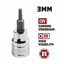 Powerbuilt 3/8 Inch Drive x 3MM Hex Bit Socket - 648323 -Powerbuilt Tools Store Online 3mm20648323 02