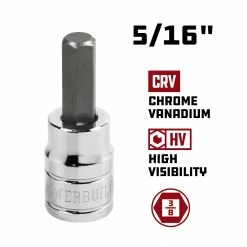 Powerbuilt 3/8 Inch Drive x 5/16 Inch Hex Bit Socket - 640554 6 Powerbuilt 3/8 Inch Drive x 5/16 Inch Hex Bit Socket - 640554 -Powerbuilt Tools Store Online 5 162020640554 02