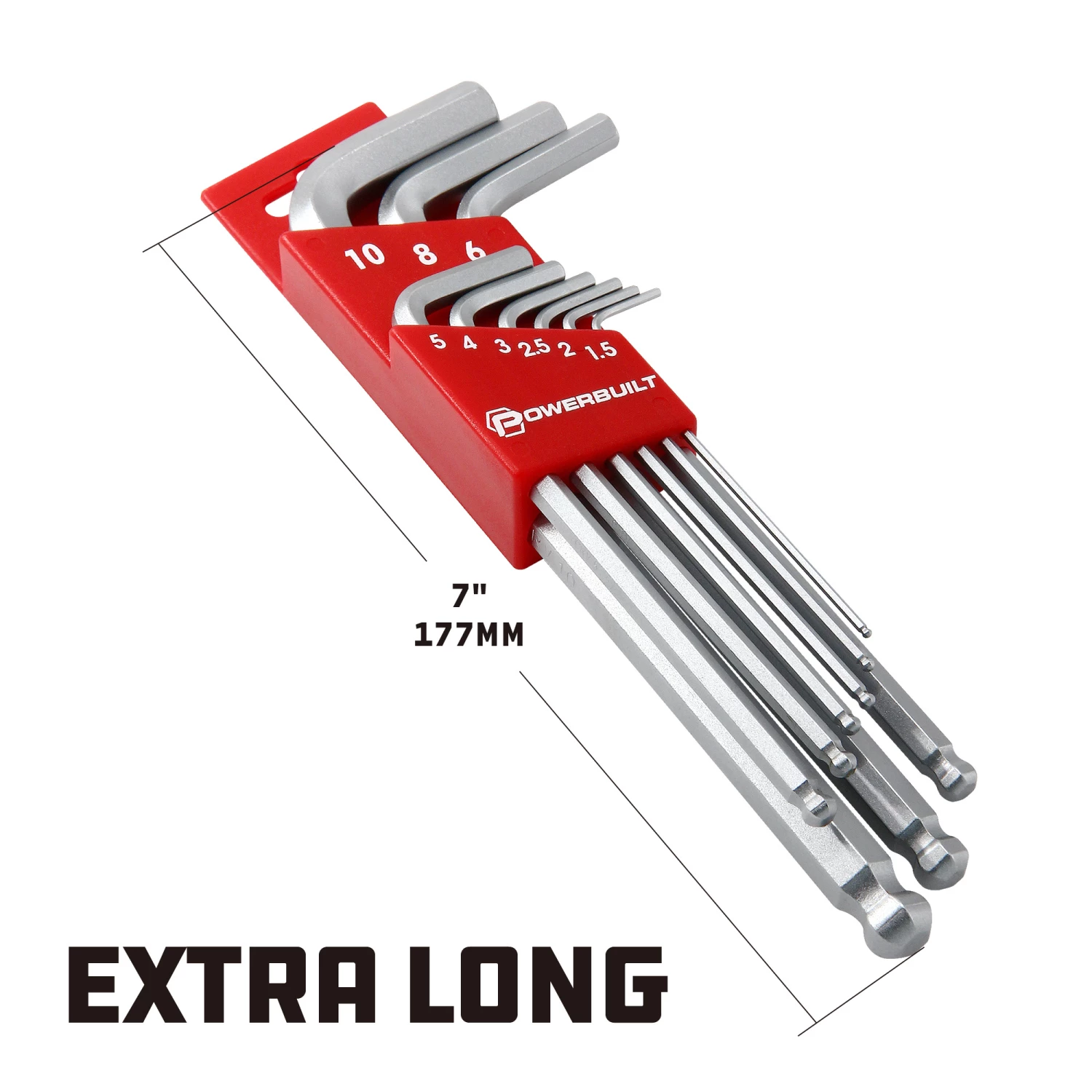 Powerbuilt 9 Piece Metric Long Arm Hex Key Wrench Set - 640082 2 Powerbuilt 9 Piece Metric Long Arm Hex Key Wrench Set - 640082 - Image 2