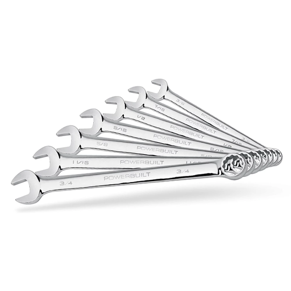 Powerbuilt 7 Piece SAE Long Pattern Combination Wrench Set - 640436 1 Powerbuilt 7 Piece SAE Long Pattern Combination Wrench Set - 640436