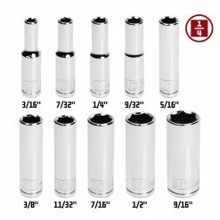 Powerbuilt 10 Piece 1/4 Inch Drive SAE 6 Point Deep Socket Set - 640499 -Powerbuilt Tools Store Online 640499 02