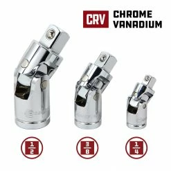 Powerbuilt 3 Pc. Universal Joint Set, 1/4 in., 3/8 in., and 1/2 in. Drive -Powerbuilt Tools Store Online 640858 02