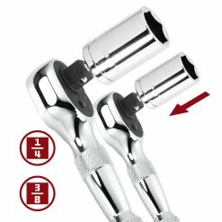 Powerbuilt 2 Piece 1/4 Inch and 3/8 Inch Drive 72 Tooth Stubby Ratchet Set - 640927 -Powerbuilt Tools Store Online 640927 04