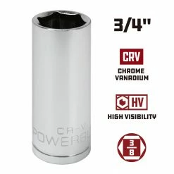 Powerbuilt 3/8 Inch Drive x 3/4 Inch 6 Point Deep Socket - 641206 9 Powerbuilt 3/8 Inch Drive x 3/4 Inch 6 Point Deep Socket - 641206 -Powerbuilt Tools Store Online 641206 3 4 02