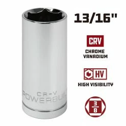 Powerbuilt 3/8 Inch Drive x 13/16 Inch 6 Point Deep Socket - 641207 -Powerbuilt Tools Store Online 641207 13 16 02