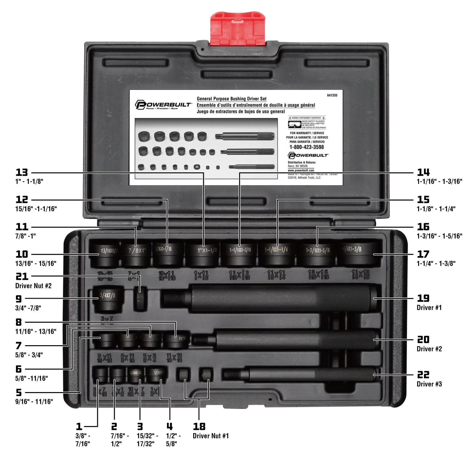 Powerbuilt General Purpose Bearing and Bushing Driver - 641335 3 Powerbuilt General Purpose Bearing and Bushing Driver - 641335 - Image 3