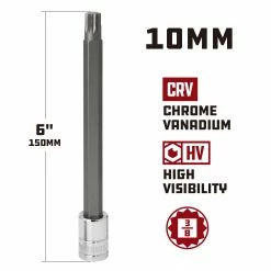 Powerbuilt 3/8 in. Dr. 10mm Triple Square 6 in. Long XZN Socket Bit, 12 Point 6 Powerbuilt 3/8 in. Dr. 10mm Triple Square 6 in. Long XZN Socket Bit, 12 Point -Powerbuilt Tools Store Online 641467 m10 02