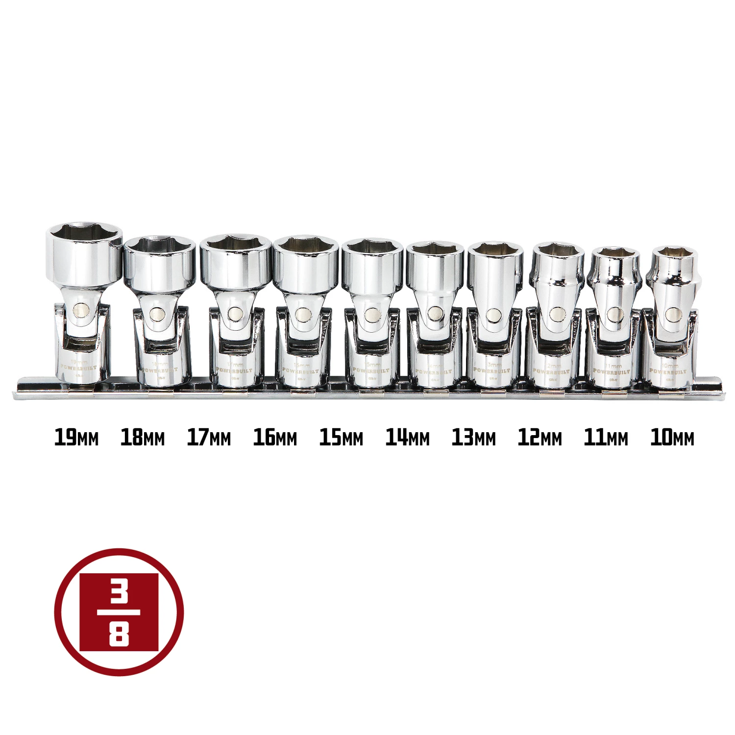 Powerbuilt 10 Piece 3/8 Inch Drive Metric Universal 6 Point Socket Set - 641715 2 Powerbuilt 10 Piece 3/8 Inch Drive Metric Universal 6 Point Socket Set - 641715 - Image 2