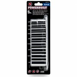Powerbuilt 9 Pc. 3/8 in. Drive Deep Wall SAE Socket Set, Socket Rail - 641717 -Powerbuilt Tools Store Online 641717 a