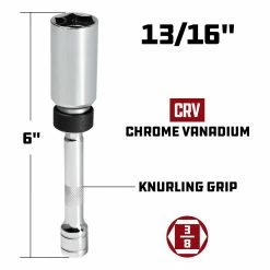 Powerbuilt 3/8 Inch Drive x 13/16 Inch x 6 Inch Magnetic Swivel Spark Plug Socket - 641853 -Powerbuilt Tools Store Online 641853 13 1620