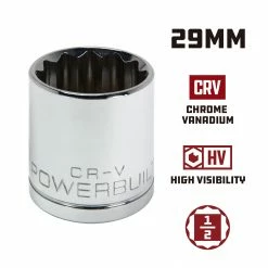 Powerbuilt 1/2 Inch Drive x 29 MM 12 Point Shallow Socket - 642035 -Powerbuilt Tools Store Online 642035 29mm 02