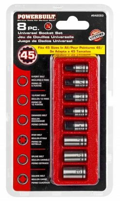Powerbuilt 8 Piece 1/4 Inch Drive Universal Socket Set with Tray - 642053 -Powerbuilt Tools Store Online 642053v1