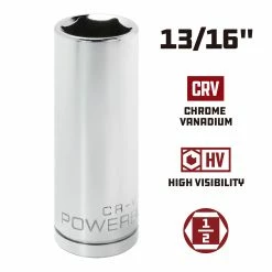 Powerbuilt 1/2 Inch Drive x 13/16 Inch 6 Point Deep Socket - 642204 9 Powerbuilt 1/2 Inch Drive x 13/16 Inch 6 Point Deep Socket - 642204 -Powerbuilt Tools Store Online 642204 13 16 02