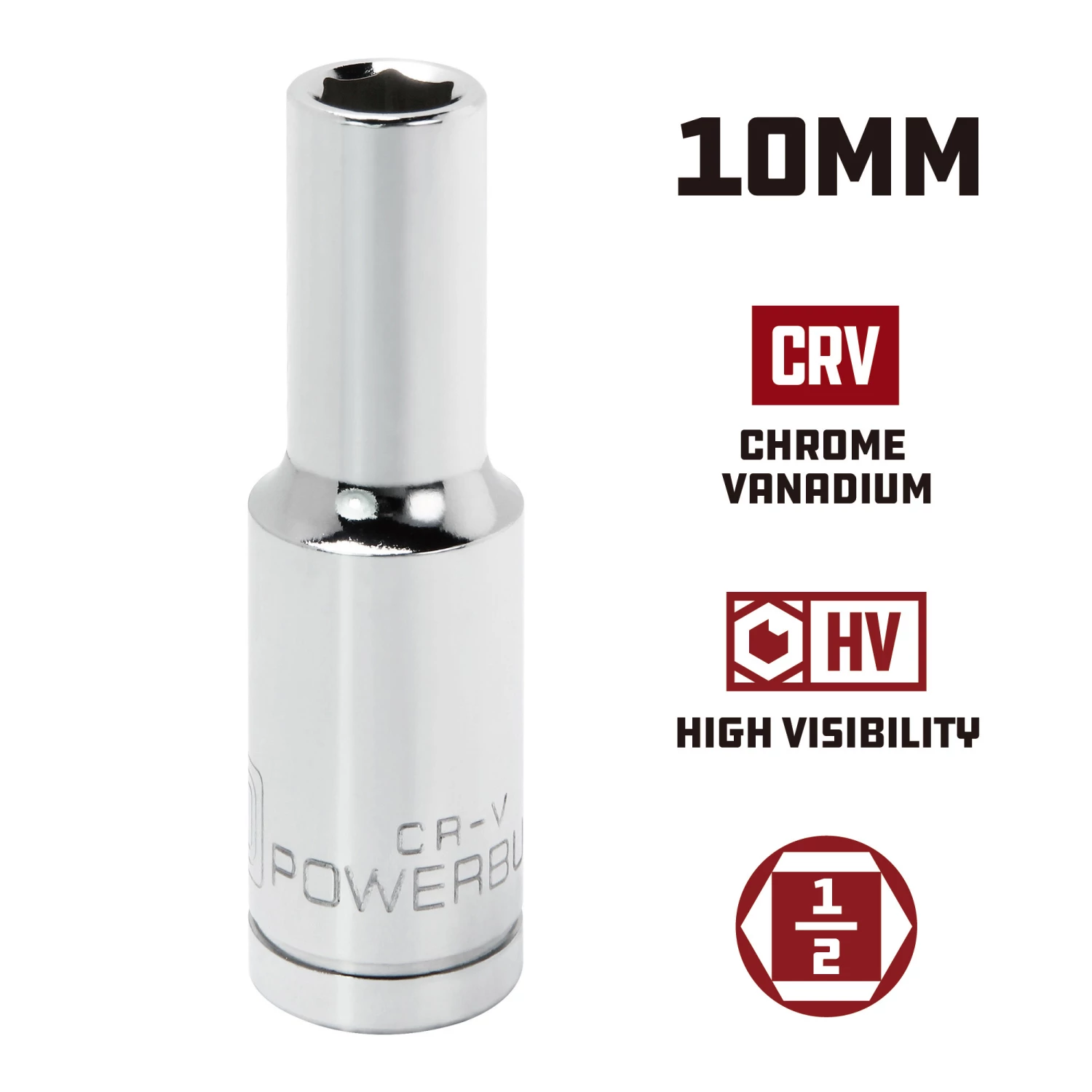 Powerbuilt 1/2 Inch Drive x 10 MM 6 Point Deep Socket - 642217 2 Powerbuilt 1/2 Inch Drive x 10 MM 6 Point Deep Socket - 642217 - Image 2