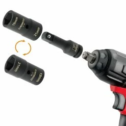 Powerbuilt 2 Pc. Flip Lug Nut Socket Set, 19mm x 21mm and 3/4 in. x 13/16 in. -Powerbuilt Tools Store Online 642398 03