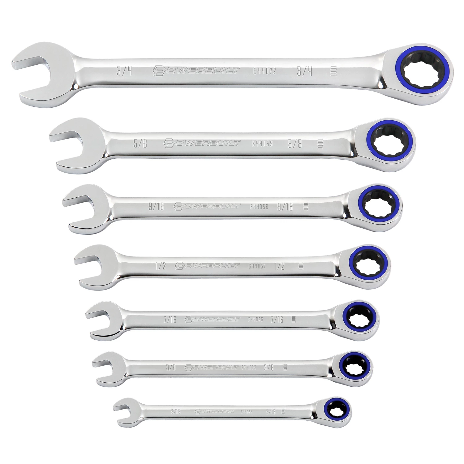 Powerbuilt 7 Piece SAE 100 Tooth Ratcheting Wrench Set - 642761 1 Powerbuilt 7 Piece SAE 100 Tooth Ratcheting Wrench Set - 642761