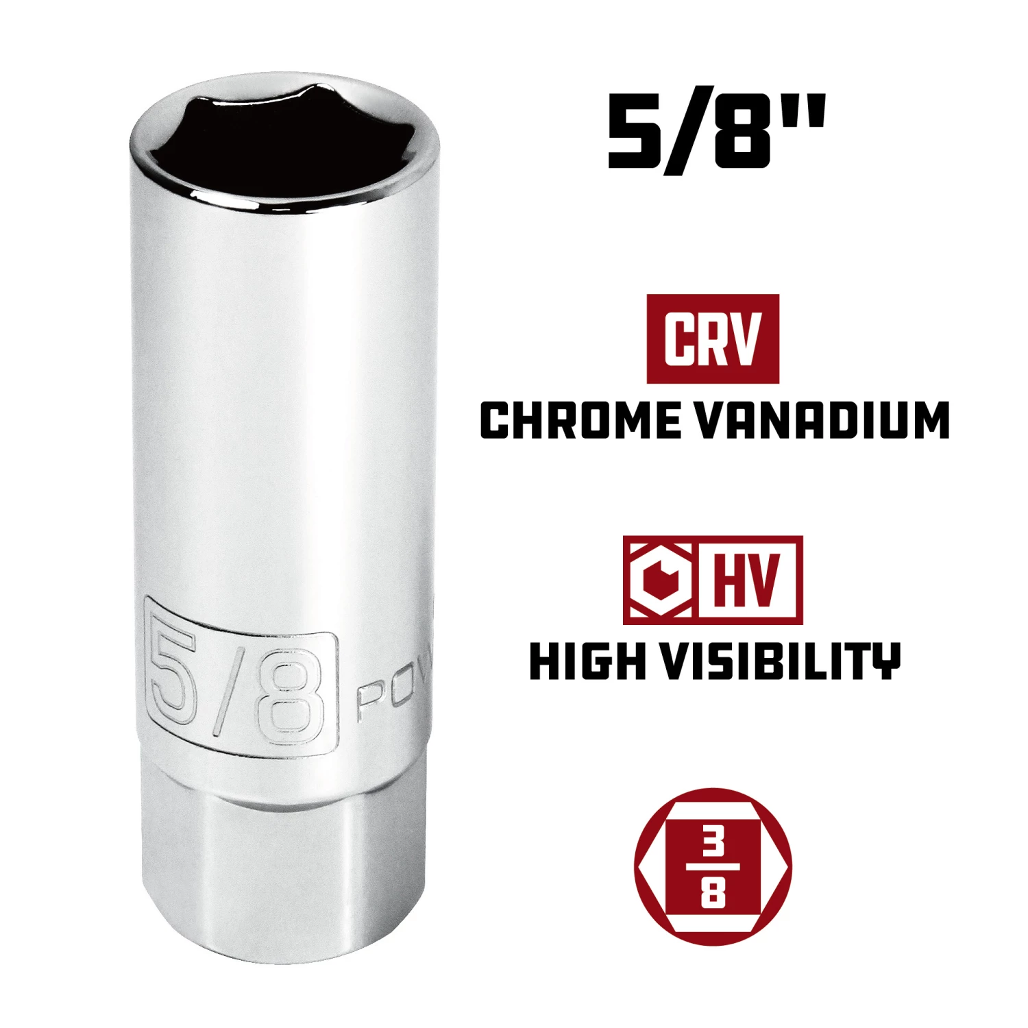 Powerbuilt 3/8-Inch Drive SAE Spark Plug Socket 5/8-Inch - 643000 2 Powerbuilt 3/8-Inch Drive SAE Spark Plug Socket 5/8-Inch - 643000 - Image 2