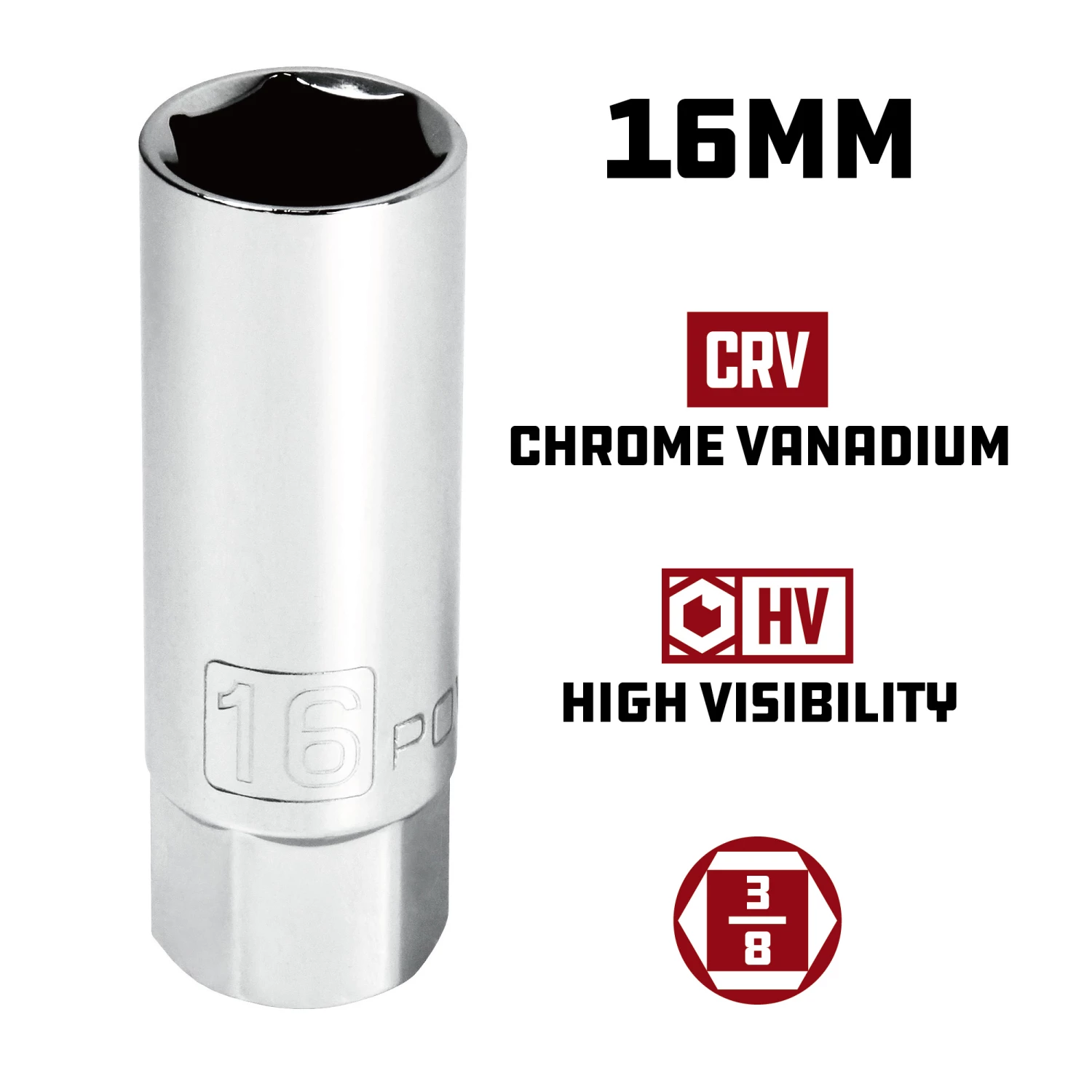 Powerbuilt 3/8-Inch Drive Metric Spark Plug Socket 16mm - 643008 2 Powerbuilt 3/8-Inch Drive Metric Spark Plug Socket 16mm - 643008 - Image 2