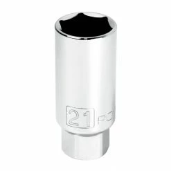 Powerbuilt 3/8-Inch Drive Metric Spark Plug Socket 21mm - 643010