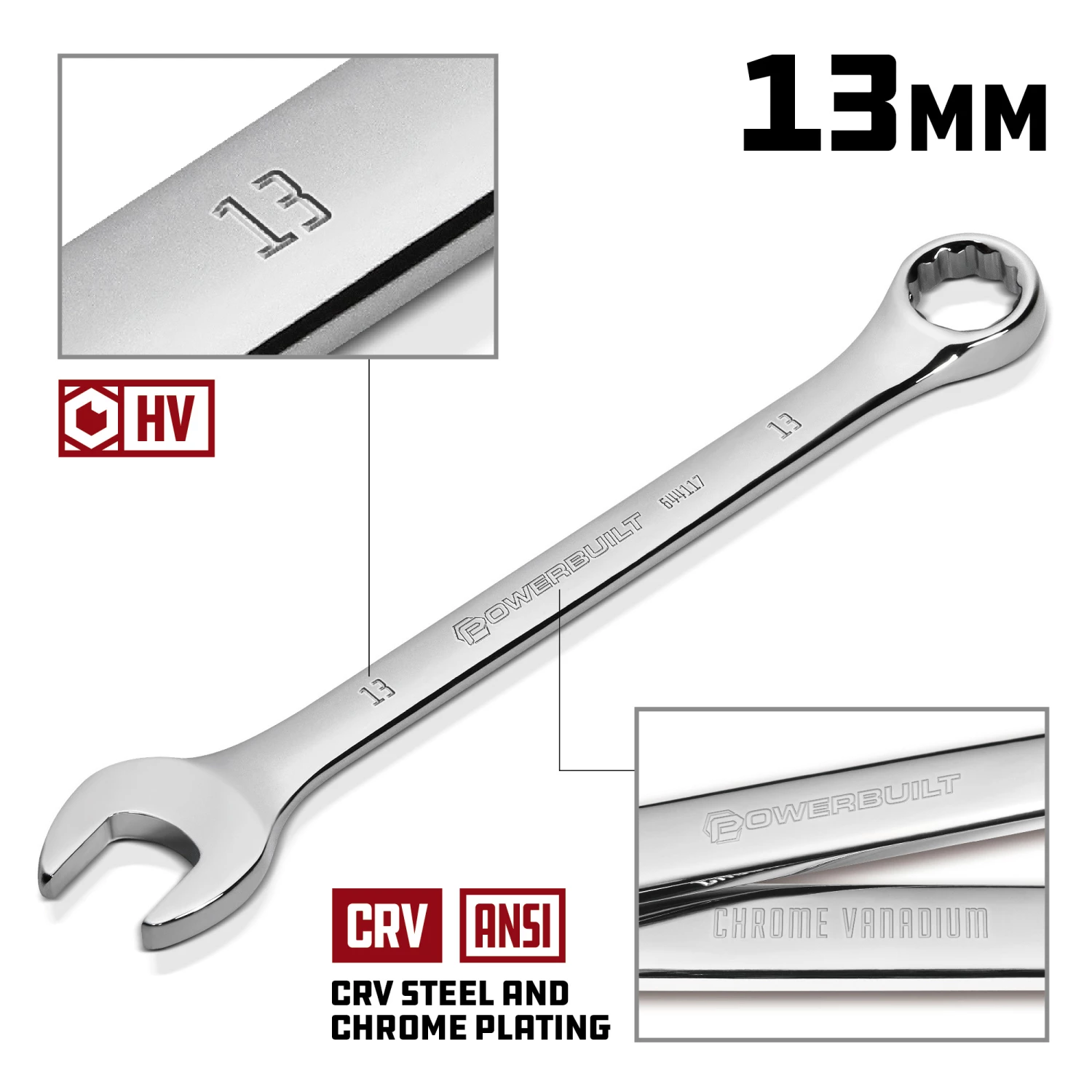 Powerbuilt 13 MM Fully Polished Metric Combination Wrench - 644117 5 Powerbuilt 13 MM Fully Polished Metric Combination Wrench - 644117 - Image 5
