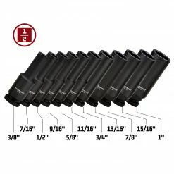 Powerbuilt 11 Piece 1/2 Inch Drive 6 Point SAE Deep Impact Socket Set - 647049 -Powerbuilt Tools Store Online 647049 02