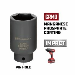 Powerbuilt 1/2 Inch Drive x 31 MM 6 Point Axle Nut Socket - 647077 -Powerbuilt Tools Store Online 647077 31mm 3