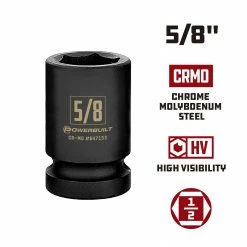 Powerbuilt 1/2 Inch Drive x 5/8 Inch 6 Point Impact Socket - 647153 6 Powerbuilt 1/2 Inch Drive x 5/8 Inch 6 Point Impact Socket - 647153 -Powerbuilt Tools Store Online 647153 5 820in 02