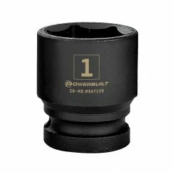 Powerbuilt 1/2 Inch Drive x 1 Inch 6 Point Impact Socket - 647159