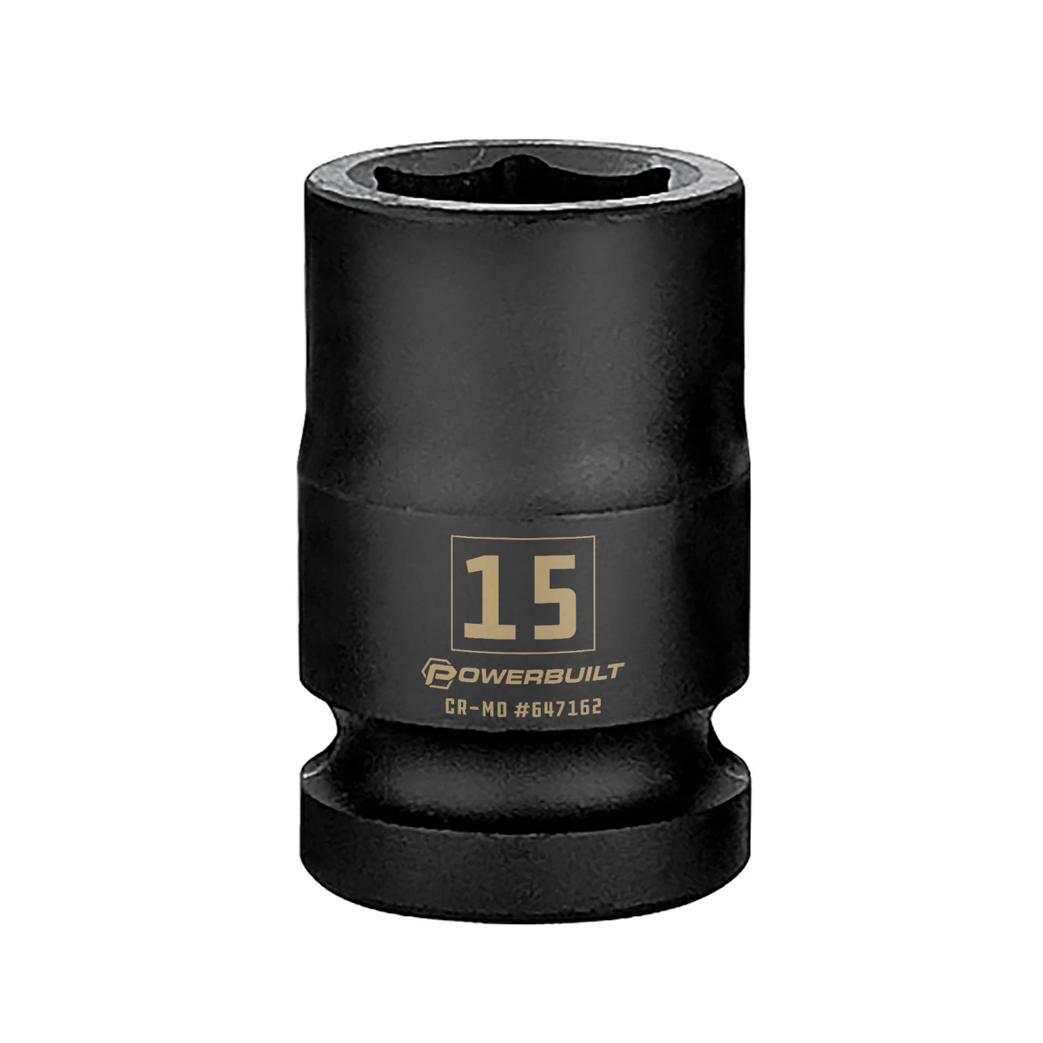 Powerbuilt 1/2 Inch Drive x 15 MM 6 Point Impact Socket - 647162 1 Powerbuilt 1/2 Inch Drive x 15 MM 6 Point Impact Socket - 647162