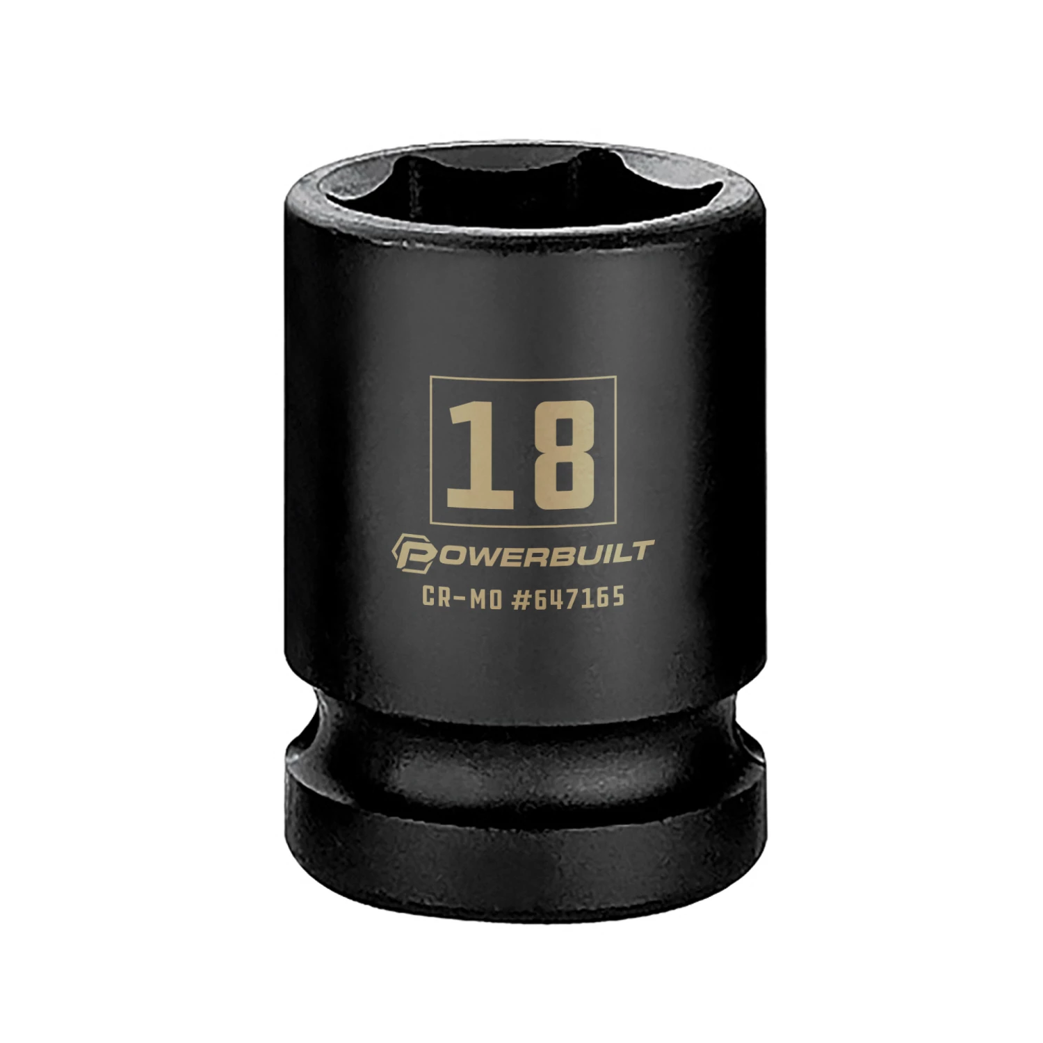 Powerbuilt 1/2 Inch Drive x 18 MM 6 Point Impact Socket - 647165 1 Powerbuilt 1/2 Inch Drive x 18 MM 6 Point Impact Socket - 647165