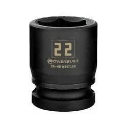Powerbuilt 1/2 Inch Drive x 22 MM 6 Point Impact Socket - 647168