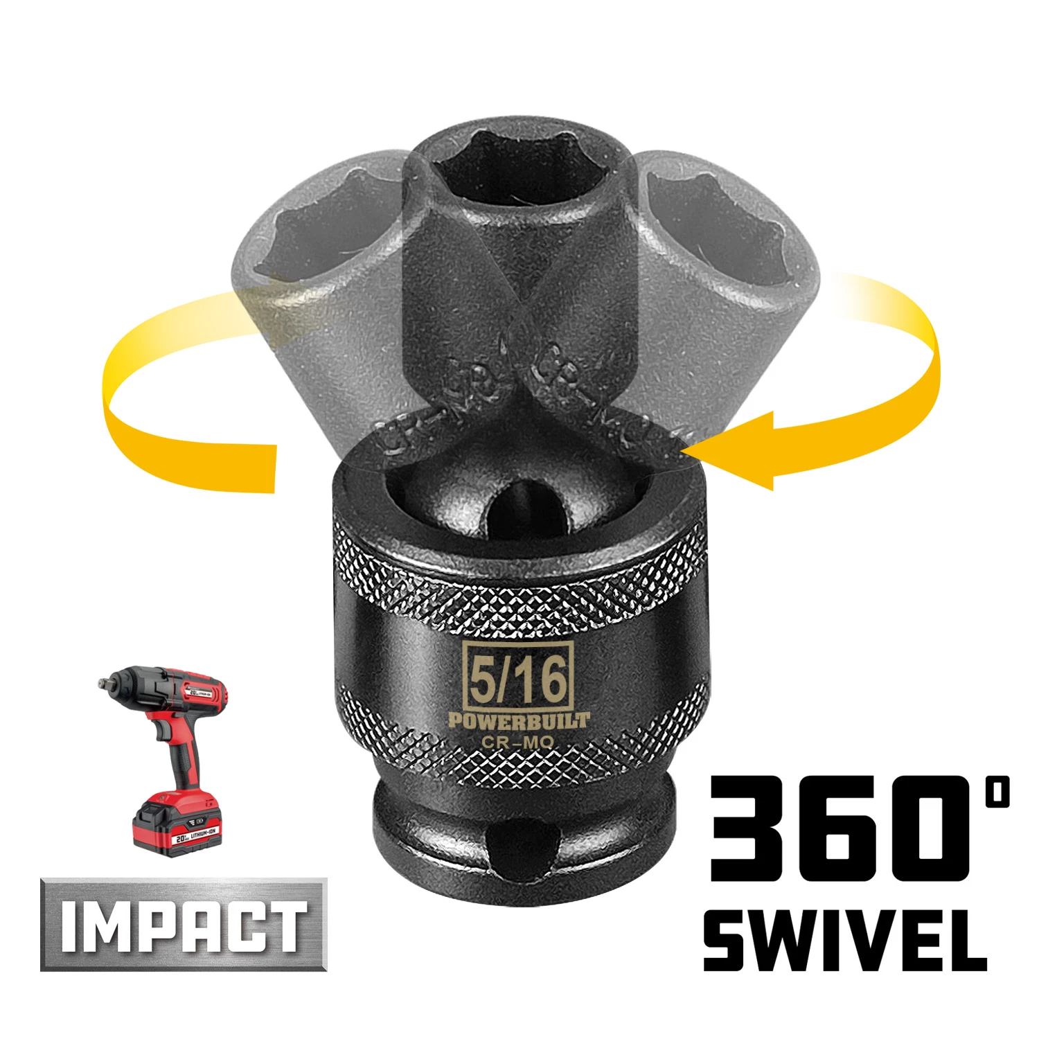 Powerbuilt 1/4" Drive 5/16" 6 Pt Universal Impact Socket - 647211 3 Powerbuilt 1/4" Drive 5/16" 6 Pt Universal Impact Socket - 647211 - Image 3