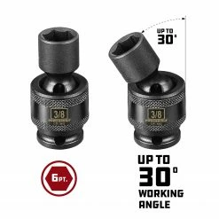 Powerbuilt 1/4" Drive 6 Pt. SAE Universal Impact Socket 3/8" - 647212 -Powerbuilt Tools Store Online 647212 05