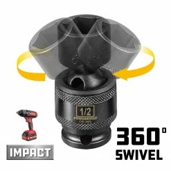 Powerbuilt 1/4" Drive 1/2" Universal Impact 6 Pt Socket - 647214 8 Powerbuilt 1/4" Drive 1/2" Universal Impact 6 Pt Socket - 647214 -Powerbuilt Tools Store Online 647214 03