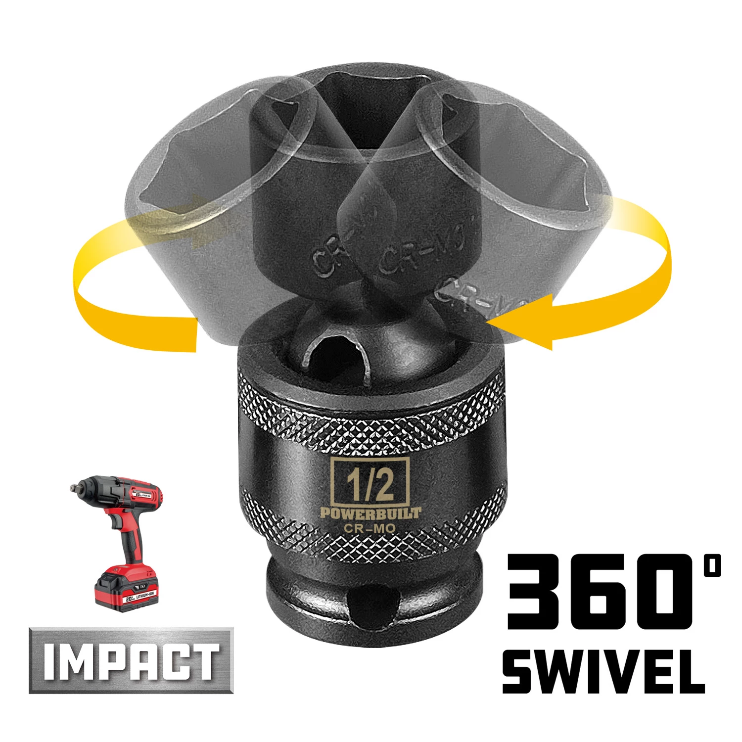 Powerbuilt 1/4" Drive 1/2" Universal Impact 6 Pt Socket - 647214 3 Powerbuilt 1/4" Drive 1/2" Universal Impact 6 Pt Socket - 647214 - Image 3