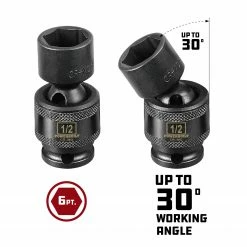 Powerbuilt 1/4" Drive 1/2" Universal Impact 6 Pt Socket - 647214 10 Powerbuilt 1/4" Drive 1/2" Universal Impact 6 Pt Socket - 647214 -Powerbuilt Tools Store Online 647214 05