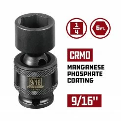 Powerbuilt 1/4" Drive 9/16" Universal Impact 6 Pt Socket - 647215 -Powerbuilt Tools Store Online 647215 02