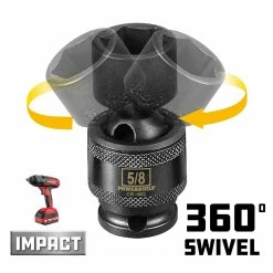 Powerbuilt 3/8" Drive 6 Pt. SAE Universal Impact Socket 5/8" - 647220 -Powerbuilt Tools Store Online 647220 03