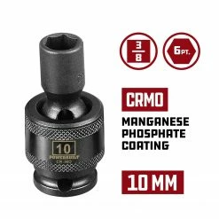 Powerbuilt 3/8 in. Drive 6 Point Metric Universal Impact Socket 10mm - 647223 -Powerbuilt Tools Store Online 647223 02