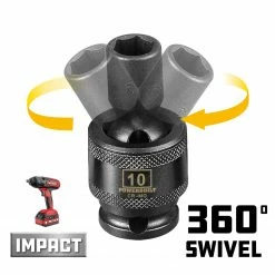 Powerbuilt 3/8 in. Drive 6 Point Metric Universal Impact Socket 10mm - 647223 -Powerbuilt Tools Store Online 647223 03