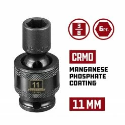 Powerbuilt 3/8-Inch Drive 6 Point Metric Universal Impact Socket 11mm - 647224 -Powerbuilt Tools Store Online 647224 02