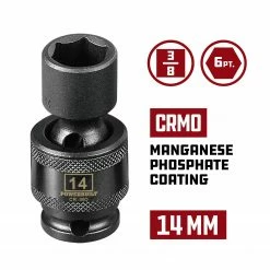 Powerbuilt 3/8" Drive 6 Pt. Metric Universal Impact Socket 14mm - 647226 7 Powerbuilt 3/8" Drive 6 Pt. Metric Universal Impact Socket 14mm - 647226 -Powerbuilt Tools Store Online 647226 02